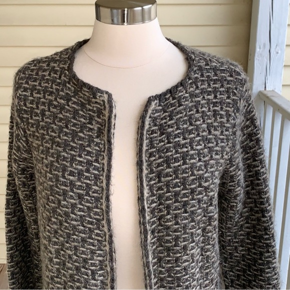 Maison Pholya Wool Alpaca Mohair Blend Longline Cardigan Sweater Size L Chunky - Picture 5 of 8
